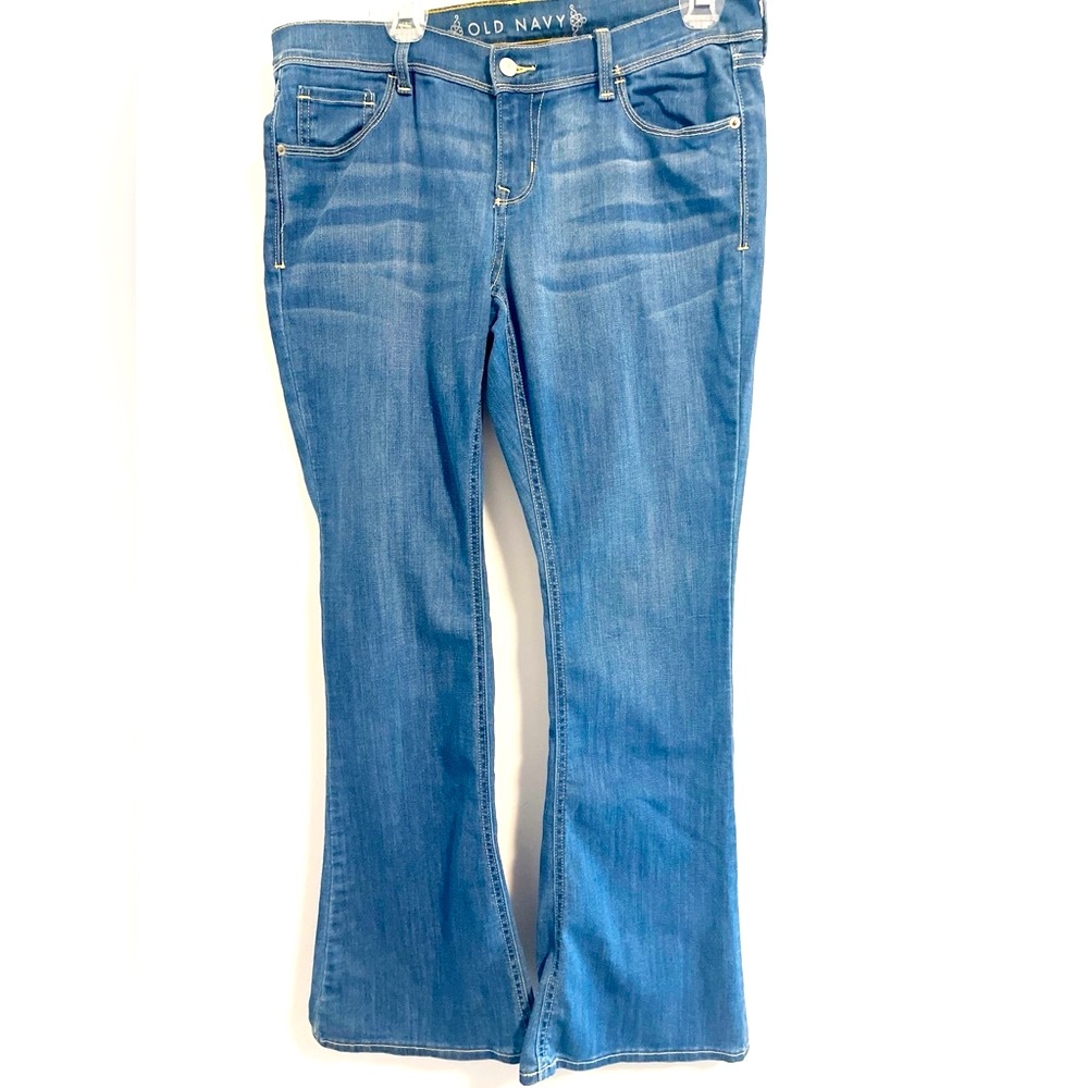 Old Navy Blue Flare Wide Leg Jeans Soft Denim